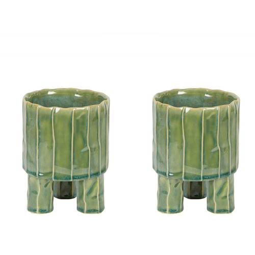 2PK Belle Marimo 16.8cm Stoneware Mini Planter Home Decor Round Green