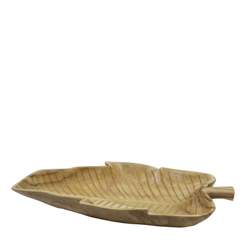 Belle Willow Teak Leaf Tray Kitchen Decorative Serveware 40x24cm - Natural
