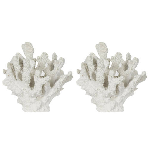 2PK Belle Polyresin Bay White Coral Sculpture 19x18cm - White
