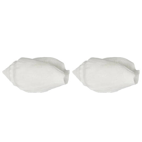 2PK Belle Polyresin Shore Sea Snail Sculpture 20x11cm - White