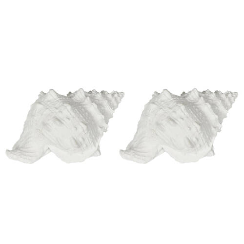 2PK Belle Polyresin Sammy Sea Snail Sculpture 21x14cm - White