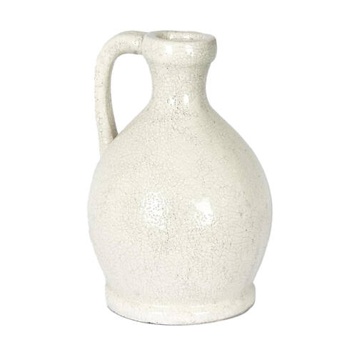 Belle Raso Terracotta Jug Tall Home Decor 23.5x32cm - White