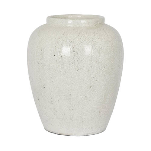 Belle Astra Terracotta Urn Tall Decorative Vase 33x40cm - White