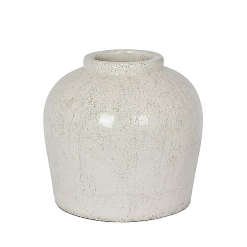 Belle Astra Terracotta Urn Short Decorative Vase 28x28cm - White
