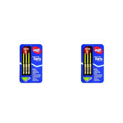 2x 3pc AFL Brass Darts Brisbane Western Team Dessign Flights & Shafts In Case