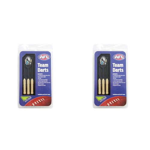2x 3pc AFL Brass Darts Collingwood Magpies Team Design Flights & Shafts In Case