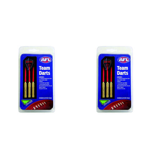 2x 3pc AFL Brass Darts Melbourne Demons Team Design Flights & Shafts In Case