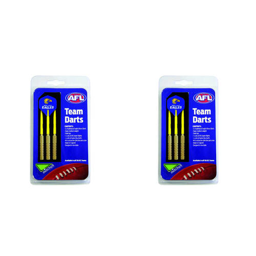 2x 3pc AFL Brass Darts West Coast Eagles Team Design Flights & Shafts In Case