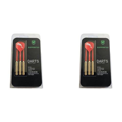 2x 3pc NRL Darts Dolphins Team Design 24 Gram Flights & Shafts Case Included