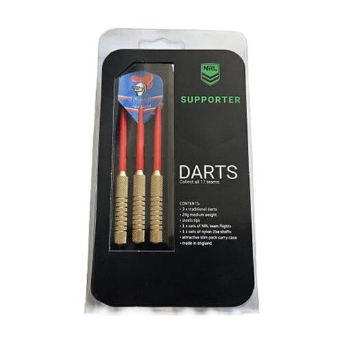 3pc NRL Darts Newcastle Knights Team Design Flights & Shafts Case Included