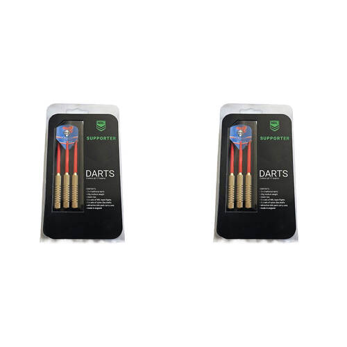 2x 3pc NRL Darts Newcastle Knights Team Design Flights & Shafts Case Included