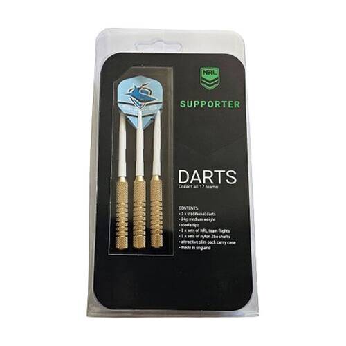 3pc NRL Darts Cronulla Sharks Team Design Flights & Shafts Case Included
