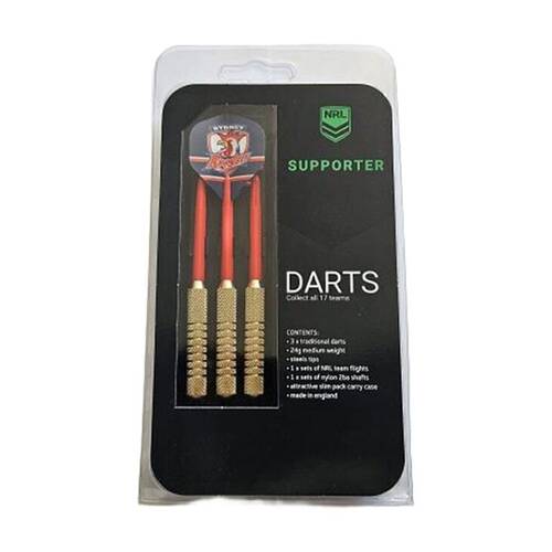 3pc NRL Darts Sydney Roosters Team Design Flights & Shafts Case Included