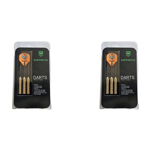 2x 3pc NRL Darts Wests Tigers Team Design Flights & Shafts Case Included