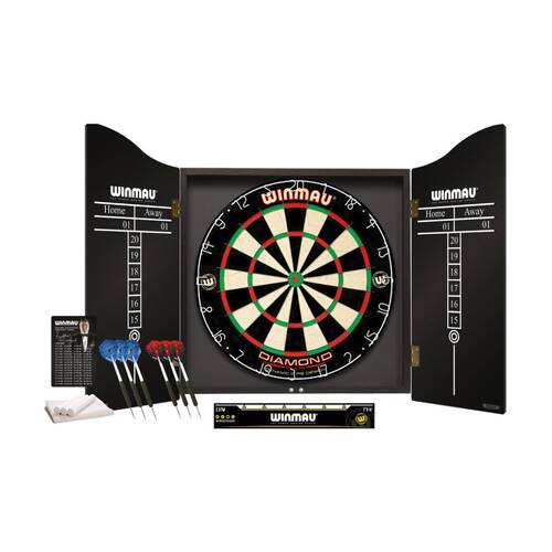 Winmau Pro Dart Set Black PDS Professional NPDS Dartboard with Cabinet