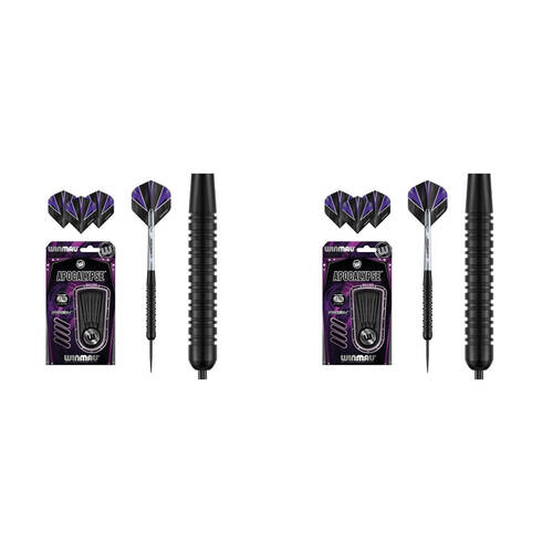 2x 3pc Winmau Apocalypse Black Brass Darts 19 Gram New Design Wd1206 Purple