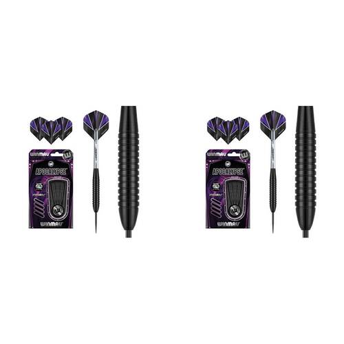 2x 3pc Winmau Apocalypse Black Brass Darts 19 Gram New Design Wd1206 Purple