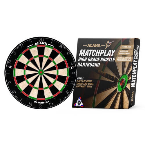 Alana Match Play Bristle Round Wire Spider Dartboard w/ 2 Sets Brass Darts