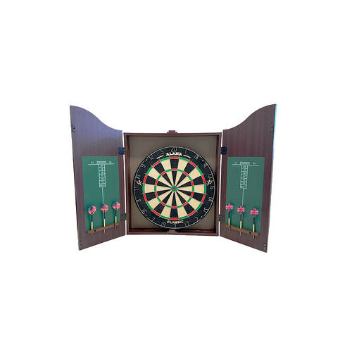 Alana Kings Head Dartboard Cabinet Wooden Classic Design with & Darts