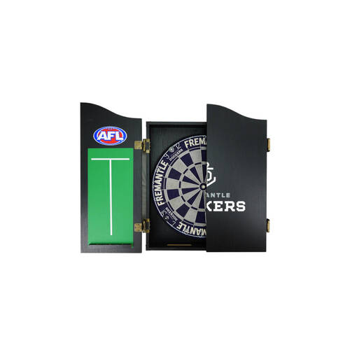 AFL Dartboard and Cabinet Set Fremantle Dockers Team Design Black Finish