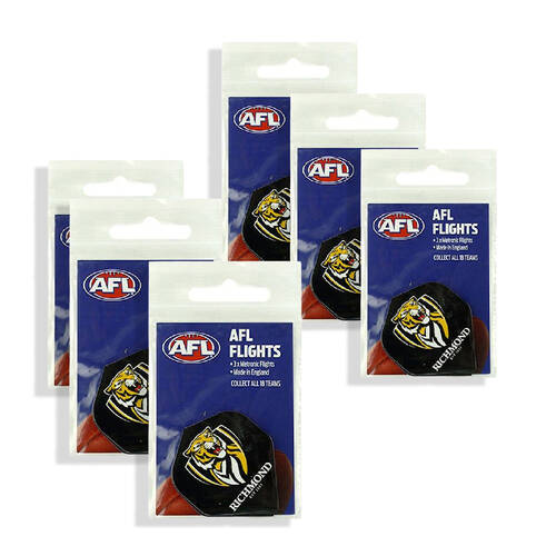 6x 3pc AFL Dart Flights Richmond Tigers Team Design Metronic Pack England Made