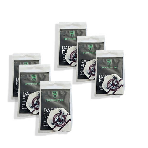 6x 3pc NRL Dart Flights Sydney Roosters Team Design Metronic Pack England Made