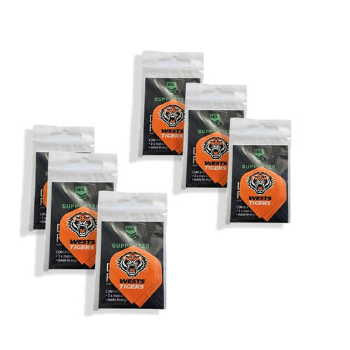 6x 3pc NRL Dart Flights Wests Tigers Spirit Team Metronic Pack England Made