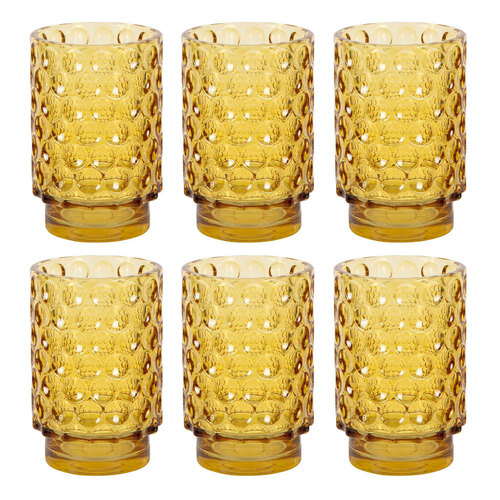 6PK Belle Targa Glass Tealight Holder Large 13cm - Sienna