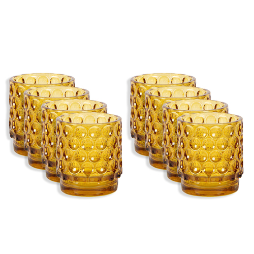 8PK Belle Targa Glass Tealight Holder Small 8cm - Sienna