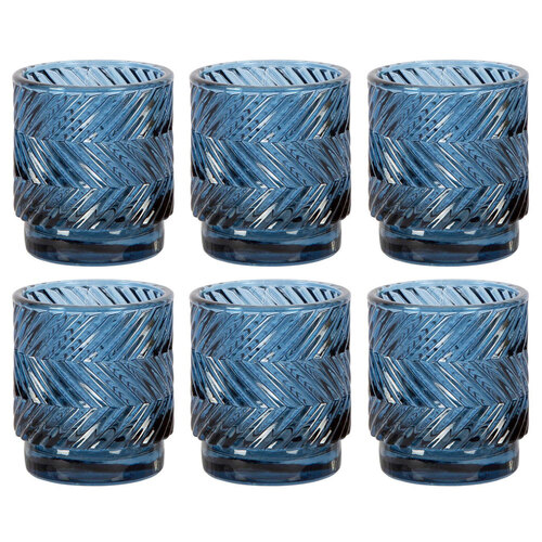 6PK Belle Zephyr Glass Tealight Holder Small 8cm - Midnight