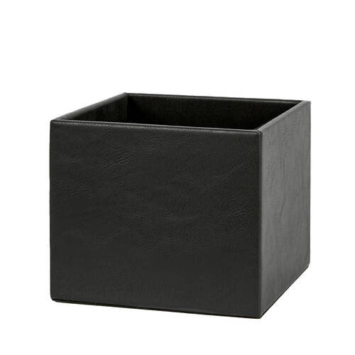 Belle PU Leather Toilet Roll Box Tissue Holder 14.5x14.5cm - Black