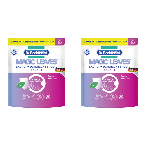 2x 25pc Dr Beckmann Magic Leaves Colour Clothes Laundry Detergent
