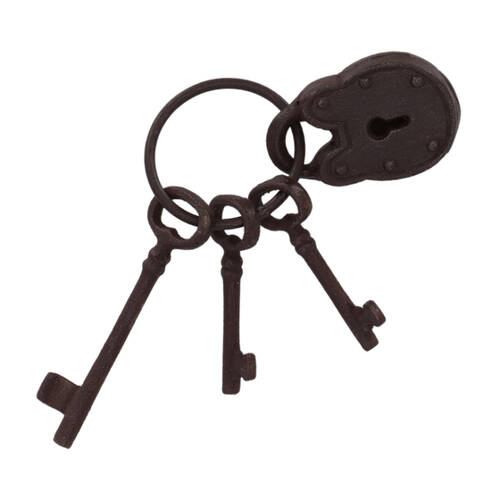 Esschert Design Decorative Key Ring w/ Lock Small Cast Iron 19.8cm