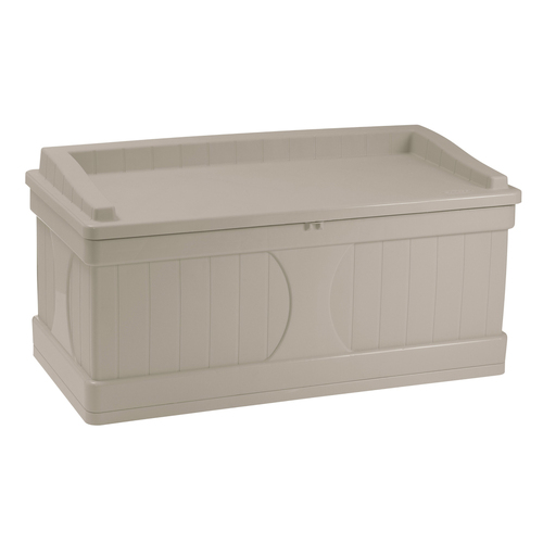 Suncast 374L Resin Deck Box With Seat Large Light Taupe Garden 