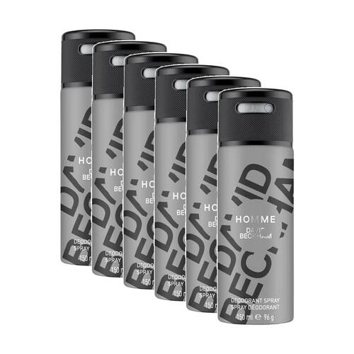 6PK David Beckham Homme Deororant Body Spray Mens Fragrance 150mL