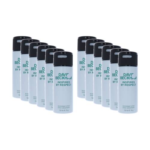 12PK David Beckham Inspired By Respect Body Spray Mens Fragrance 150mL
