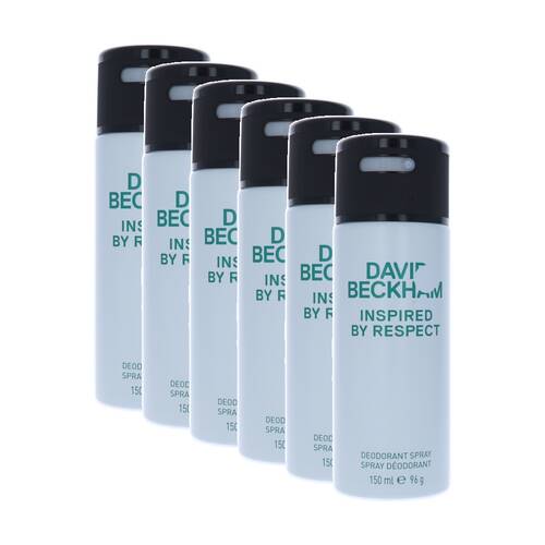 6PK David Beckham Inspired By Respect Body Spray Mens Fragrance 150mL