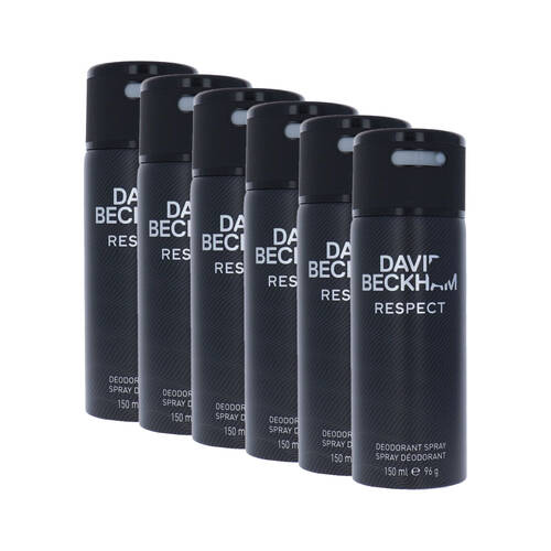6PK David Beckham Respect Body Spray Mens Fragrance 150mL