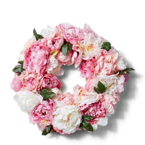 E Style Peony Angelica 51cm Plastic Wreath - Soft Mixed
