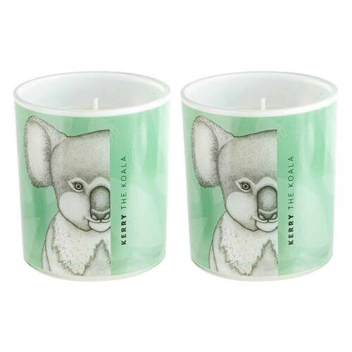 2PK LMD Dots By Donna Kerry The Koala Glass Candle 45hr - Green