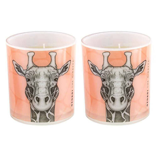 2PK LMD Dots By Donna Georgi The Giraffe Glass Candle 45hr - Orange