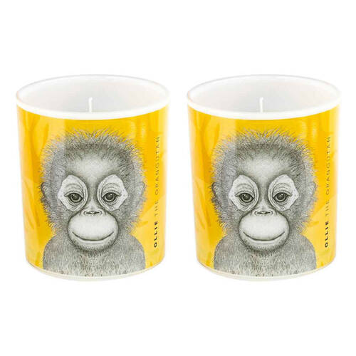 2PK LMD Dots By Donna Ollie The Orangutan Glass Candle 45hr - Yellow