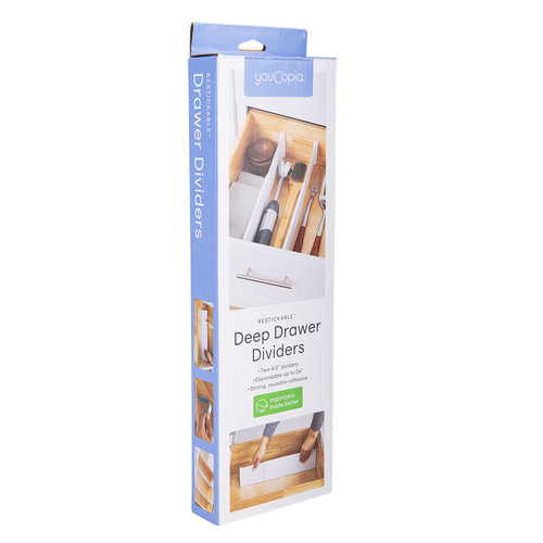 2pc Youcopia Restickable Deep Drawer Storage Dividers 10.6x60.96cm