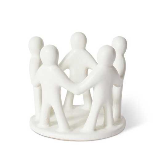 E Style 19cm Ceramic Friend Circle Sculpture - White