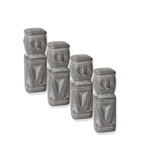 4PK E Style 20cm Cement Dion Totem Sculpture - Antique Brown