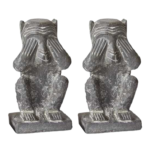 2pc E Style 21cm Cement Wise Monkeys Figurine Assorted