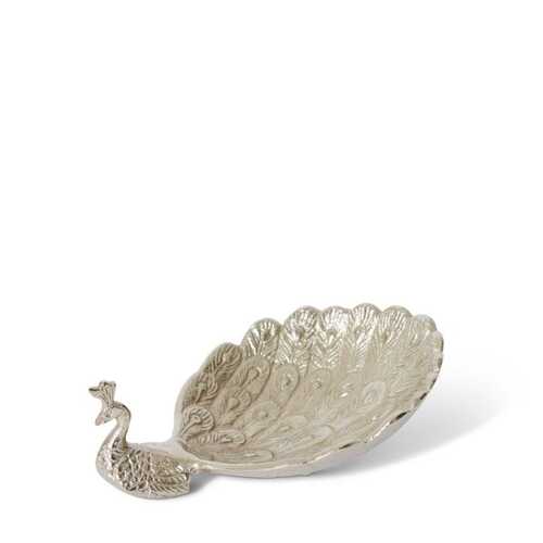 E Style Peacock 20cm Aluminium Trinket Dish - Nickel