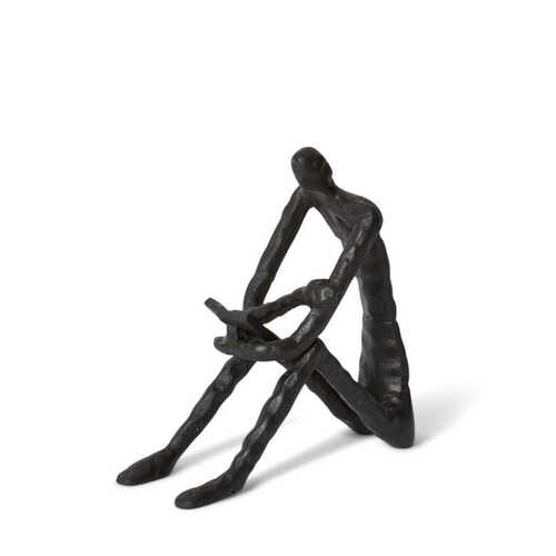 E Style 23cm Aluminium Man Reading Sculpture - Black