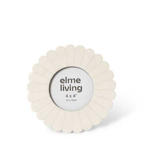 E Style Senan Resin/Glass/MDF 4x4" Photo Frame - Cream