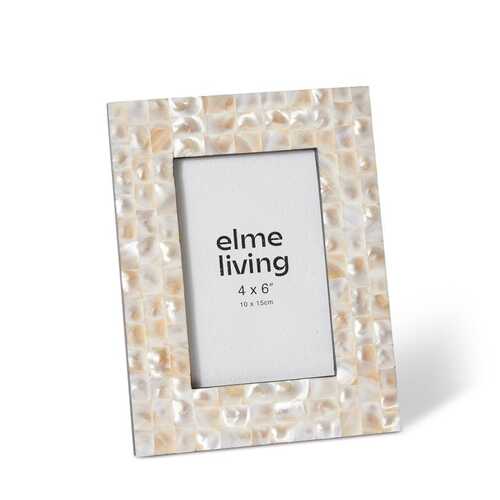 E Style Anjali Mother of Pearl/Glass/MDF 4x6" Photo Frame - Pearl